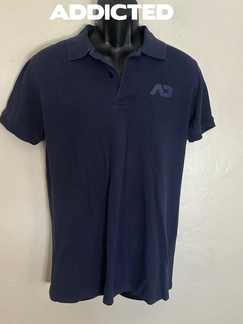 Addicted Logo Polo Medium Gently worn 100% cotton 19" armpit to armpit